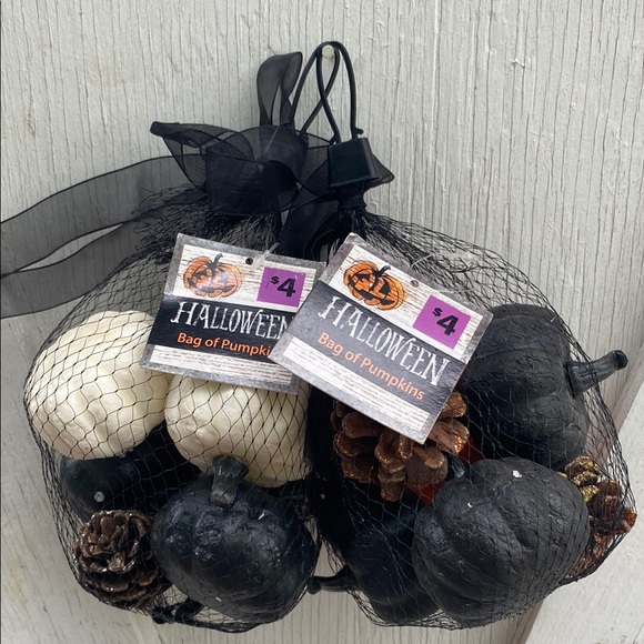 NWT 2 Bags of Black and White orange Pumpkins - Picture 1 of 4